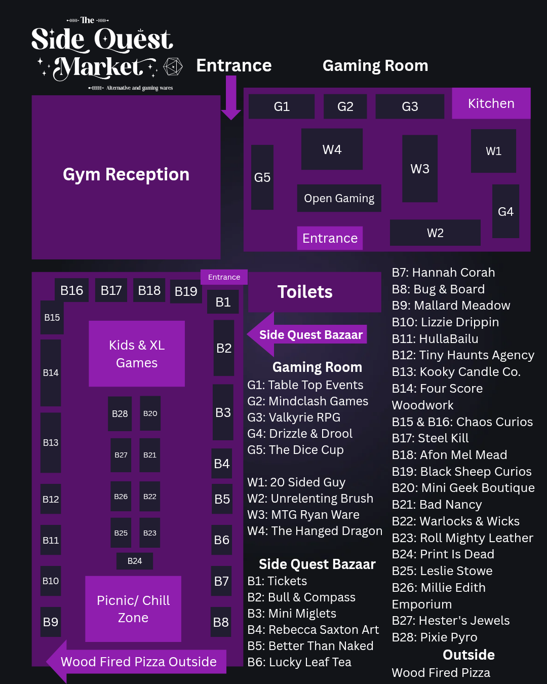 Event layout showing vendor locations in both rooms